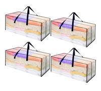 Froxique 4 Pack Moving Bags w/Backpack Straps，Heavy-Duty Storage Tote Moving Boxes for Space Saving，Extra Large Storage Laundry Bags,Collapsible(Clear)