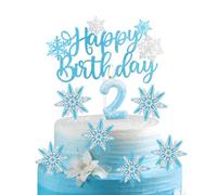 Frozen 2 Birthday Candles Cake Toppers Set, Snowflake Frozen Birthday Number 2 Candles for Cake,Frozen Cake Decorations, Blue Frozen Candles Cake Toppers for Girls Boys 2nd Birthday Party Decorations