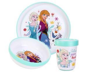 Frozen 3pcs Reusable Bicolor Premium Kids Dinner Tableware Set Plate, Bowl & Tumbler, BPA Free