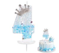 Frozen 4th Birthday Candles, Ice Crown Glitter Number 4 Candle for Cakes