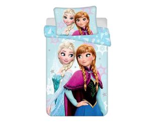 Frozen Baby Duvet Cover 100x135 + Pillowcase 40x60 Cotton Light Blue Elsa | Reversible baby bedding | Natural cotton soft breathable | Anna Olaf Disney | Girls age 0-3 | Cot size | Gift | Gift idea