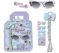 Frozen Beauty Bag Glasses Set | Children's Accessory Kit with Crown, Sunglasses, Braid and Clips | Elsa and Anna Disney Hair Accessories
