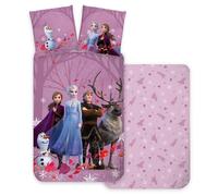 Frozen Bedding Set, 100% Cotton, Reversible Duvet Cover 140 x 200 cm + Pillowcase 65 x 65 cm, Frozen, with Elsa, Anna, Sven, Kristof and Olaf