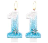 Frozen Birthday Candles, Glitter 11th Birthday Number Candle, Snowflake Number 11 Candles for Cake, Blue White Frozen Cake Candles Toppers for Girls Frozen Themed Birthday Decorations Party Supplies