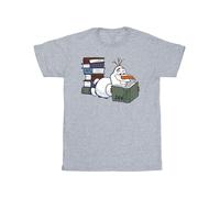 Frozen Boy's Olaf Reading T-Shirt in Grey | Size: 7-8 Years frozen Grey 7-8 Years