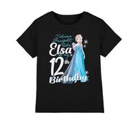 Frozen Bright Like Elsa 12th Birthday Girls T Shirt, Black, 12-13 Years