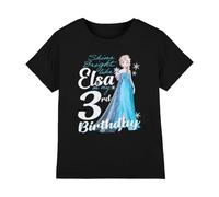 Frozen Bright Like Elsa 3rd Birthday Girls T Shirt, Black, 5-6 Years