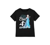 Frozen Bright Like Elsa 4th Birthday Girls T Shirt, Black, 9-10 Years