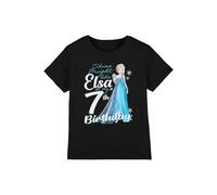 Frozen Bright Like Elsa 7t Birthday Girls T Shirt, Black, 3-4 Years