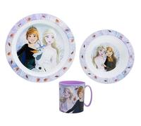 Frozen Cartoon Character Dinner Tableware Set 3pcs Plate, Bowl & Mug, BPA Free re-usable Plastic Microwave Safe (Frozen)