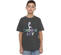 Frozen Choose Joy with Olaf Unisex Kids T Shirt, Charcoal, 7-8 Years