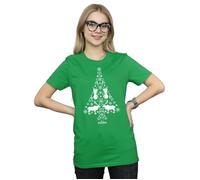 Frozen Christmas Tree Cotton Boyfriend T-Shirt Disney Green M