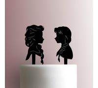 Frozen ? Elsa and Ana - Acrylic Cake Topper 7 Inch Width/Red