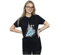 Frozen Elsa And Olaf Winter Magic Cotton Boyfriend T-Shirt Disney Black XXXL