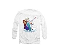 Frozen Elsa Anna Olaf Let It Snow Long Sleeve T-Shirt, White Disney White S