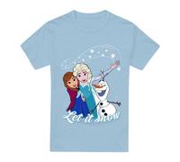 Frozen Elsa Anna Olaf Let It Snow T-Shirt Light Blue | Size: Medium frozen Light Blue M
