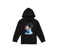 Frozen Elsa Anna Olaf Let It Snow Youth Kids Pull-Over Hoodie, Black Disney Black 7-8 Years