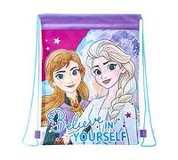Frozen Elsa Anna Waterproof And Lightweight Drawstring Bag for Kids | Adjustable PE Kit Gym, School, Swim & Travel Backpack, Multicolour Easy to Adjust Bags for Boys & Girls