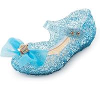 Frozen Elsa Shoes Girls Princess Party Dress Up Mary Jane Shoes with Bow Kids Cinderella Cosplay Jelly Shoes Snow Queen Sandals for Little Girls