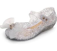 Frozen Elsa Shoes Girls Princess Party Dress Up Mary Jane Shoes with Bow Kids Cinderella Cosplay Jelly Shoes Snow Queen Sandals for Little Girls