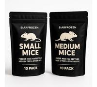 Frozen Feeder Mice Combo - Small (10-15g) & Medium (16-25g) (10 + 10 Pack) | Premium Whole Prey for Snakes, Reptiles & Birds of Prey | Clean, Individually Frozen Mice | SiarFrozen