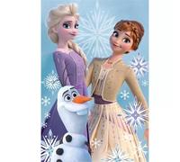 Frozen Fleece Blanket 100 x 150 cm | Soft & Cozy 100% Polyester Throw for Kids | Disney Elsa Anna Olaf Blanket for Bedrooms & Travel | Official Disney Frozen Design