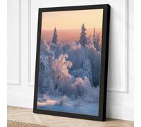 Frozen Forest at Dawn Canvas Wall Art Print 18x12 Inch