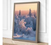 Frozen Forest at Dawn Canvas Wall Art Print 18x12 Inch