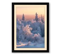 Frozen Forest at Dawn Scandinavian Framed Wall Art Print A3 (42×29.7cm) Black, Wall Decor for Living Room, Bedroom, Office & Home, Ready to Hang, Art Gift