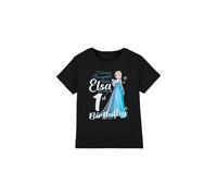 Frozen Bright Like Elsa 1st Birthday Girls T Shirt, Black, 7-8 Years