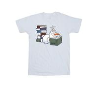 Frozen Girl's Olaf Reading Cotton T-Shirt in White | Size: 9 Years frozen White 9 Years