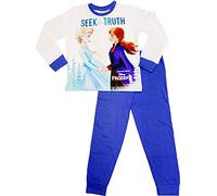 Frozen Girls Pyjama Nightwear Seek The Truth Age 3-10 Years (3-4 Years) White, Blue