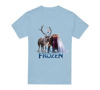 Frozen Group Photo With Elsa, Anna, Kristoff, Sven & Olaf T-Shirt Light Blue | Size: XL frozen Light Blue XL
