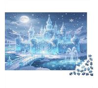 Frozen Ice Castle 1000 Piece Jigsaw Puzzle Paper Material for Adults Winter Night Scene Puzzle Game for Family Relaxation Focus Home Decoration Gift 52x38cm/1000pcs