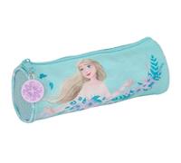 Frozen II Hello Spring - Round School Pencil Case, Children's Pencil Case, Ideal for Children from 5 to 14 Years, Comfortable and Versatile, Quality and Resistance, 20 x 7 cm, Light Blue, Light Blue,