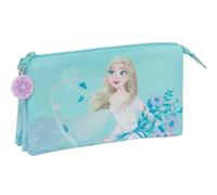 Frozen II Hello Spring - Triple Pencil Case, Children's Pencil Case, Ideal for School Children, Comfortable and Versatile, Quality and Resistance, 22 x 3 x 12 cm, Light Blue, Light Blue, Estándar,