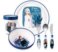 Frozen Kids 6 Piece Reusable Dinner Set - Plate/Bowl/Cup/Knife/Fork/Spoon - Childrens Dinnerware Tableware Cutlery Set