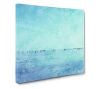 Frozen Lake Painting Modern Canvas Wall Art Print Ready to Hang, Framed Picture for Living Room Bedroom Home Office Décor, 14x14 Inch (35x35 cm)