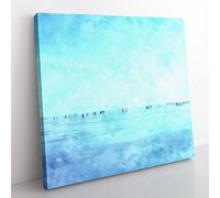 Frozen Lake Painting Modern Canvas Wall Art Print Ready to Hang, Framed Picture for Living Room Bedroom Home Office Décor, 35x35 cm (14x14 Inch)