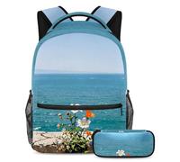 Frozen Lake Versatile Backpack and Pencil Case Set - Lightweight Student Supply Organizer for School, Travel, and Everyday Use