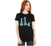 Frozen Magic Snowflakes Cotton Boyfriend T-Shirt Disney Black S