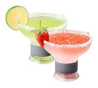 Frozen Margarita & Cocktail Chiller Glasses | Set of 2 | 12 OZ Unbreakable Tritan Acrylic, Double Wall Plastic Insulated Glass to Keep Your Drink Cool with Freeze Gel Glass, SiliconeHolder (12 OZ)