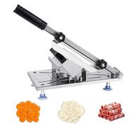Frozen Meat Slicer Manual Stainless Steel Adjustable Non-slip Base Anti-rust Washable Ergonomic Foam Handle Detachable Heavy Duty Food Grade Cutter Slicing Machine for BBQ Cooking Meat Slicer Machine