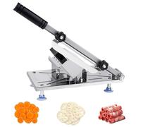 Frozen Meat Slicer Manual Stainless Steel Adjustable Non-slip Base Anti-rust Washable Ergonomic Foam Handle Detachable Heavy Duty Food Grade Cutter Slicing Machine for BBQ Cooking, Meat Slicer