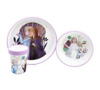 Frozen Microwave Safe 3pcs Cartoon Character Non Slip Bicolor Premium Dinner Tableware Set for Children Plate, Bowl, & Cup Set BPA Free Reusable Plastic (Design 2)