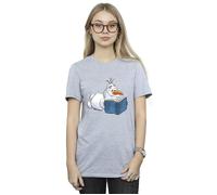 Frozen Olaf Reading Cotton Boyfriend T-Shirt Disney Grey M