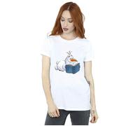 Frozen Olaf Reading Cotton Boyfriend T-Shirt Disney White XXL