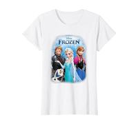 Frozen Poster With Elsa, Anna, Kristoff And Olaf T-Shirt, Women, White, Large