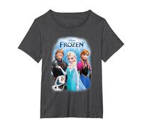 Frozen Poster With Elsa, Anna, Kristoff And Olaf T-Shirt, Women's Plus, Dark Heather Grey, 2X
