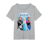 Frozen Poster With Elsa, Anna, Kristoff And Olaf T-Shirt, Women's Plus, Heather Grey, 1X
